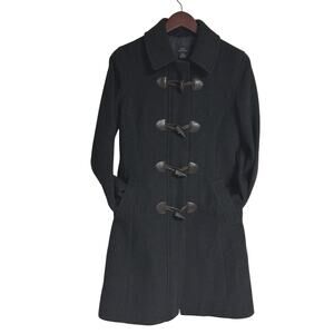 Brooks Brothers Peacoat Women Black Gray Wool Cashmere Toggle Full Zip Size 4